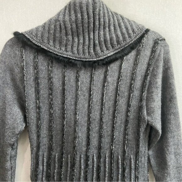 Joseph Ribkoff alpaca wool cowl neck textured sweater midi cardigan dresss Sz 12 - Picture 5 of 13